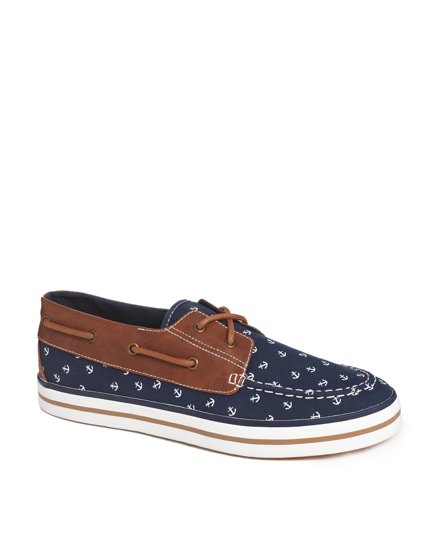 ASOS Boat Shoes With Anchor Print in 