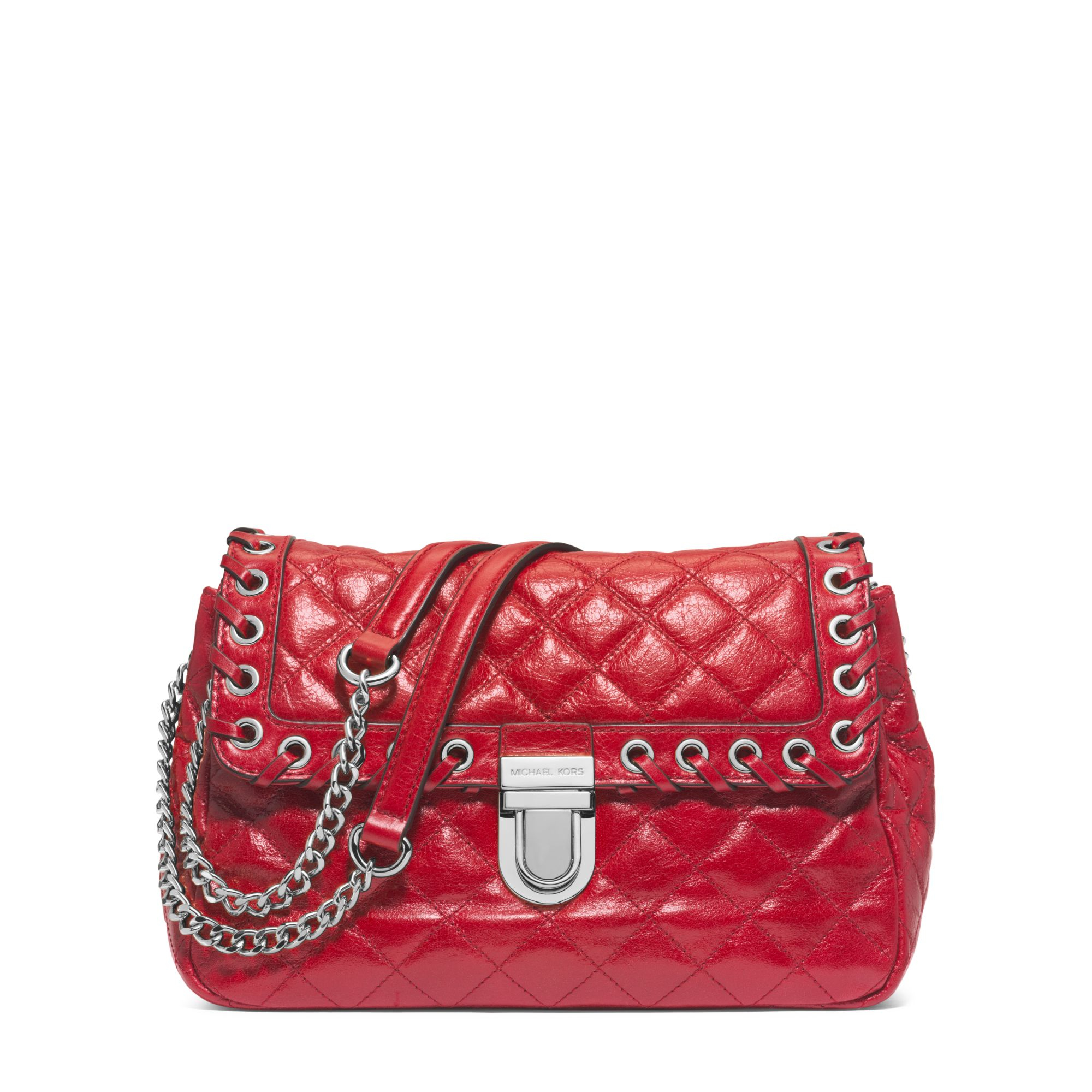 Michael Kors Sloan Large Quilted-Leather Shoulder Bag in Dark Red (Red) - Lyst