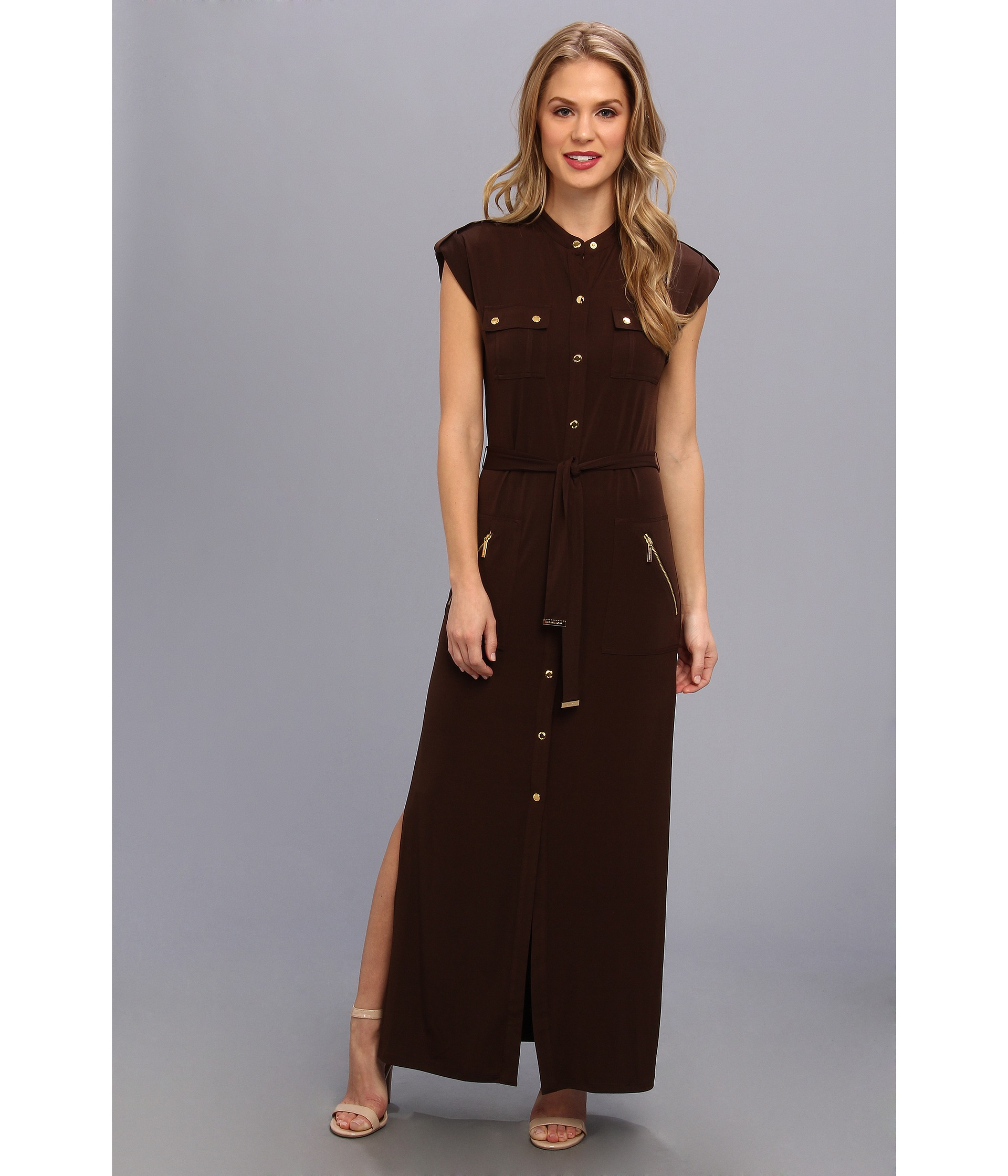 michael kors shirt dress brown