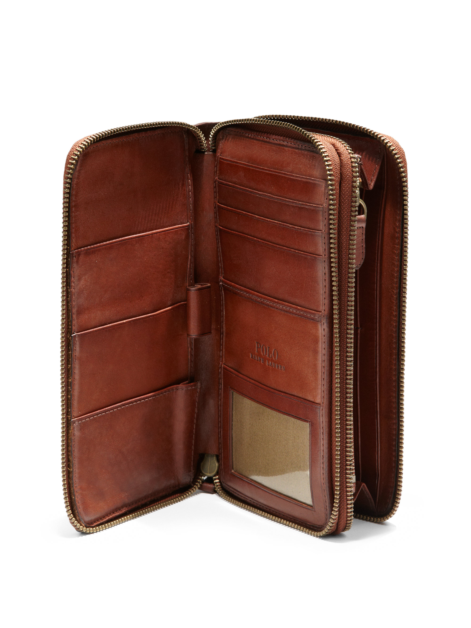 Polo Ralph Lauren Heritage Leather Travel Wallet in Brown for Men | Lyst