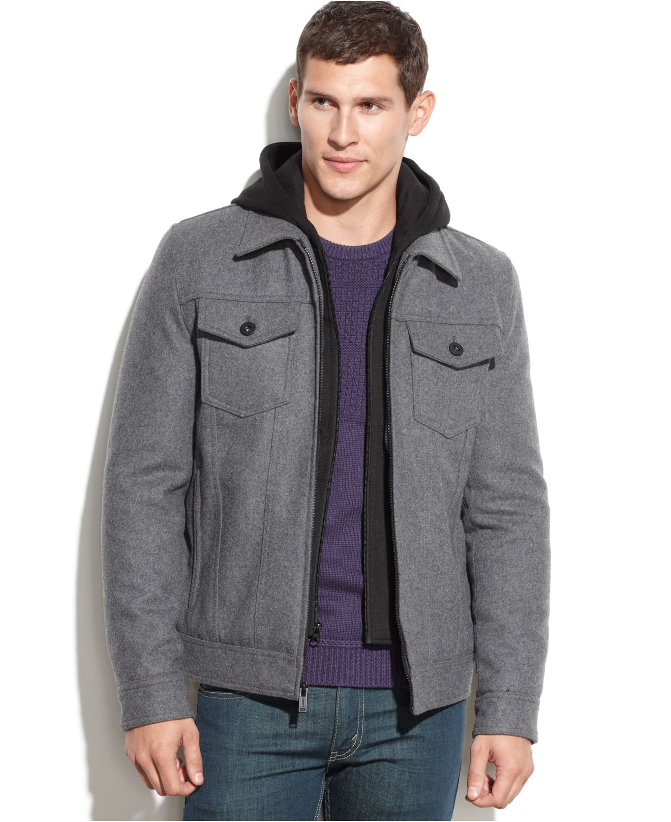 guess gray jacket