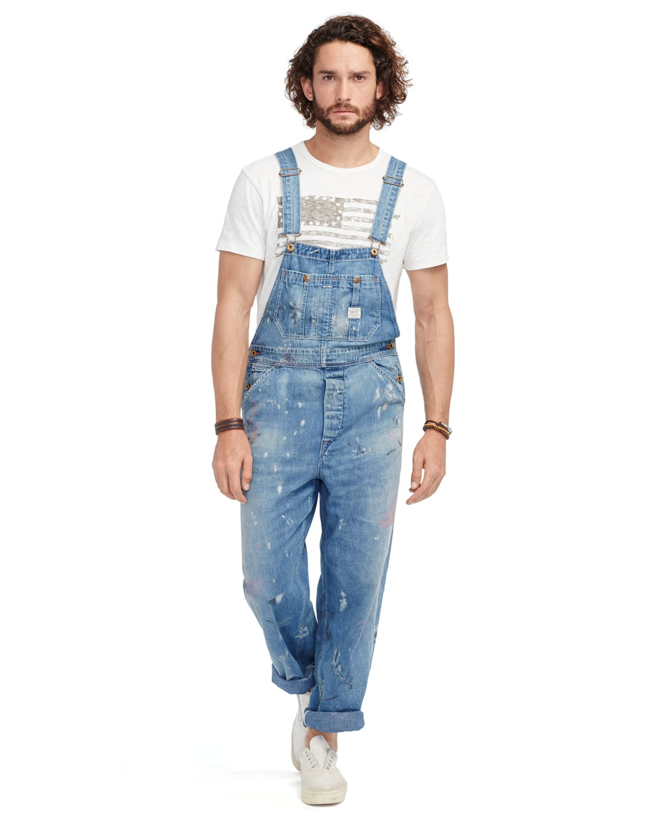 Ralph Lauren Distressed Denim Overalls In Blue For Men Lyst