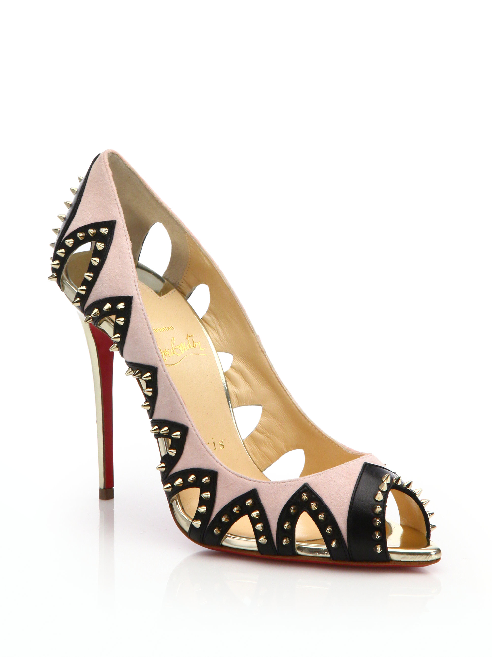 Christian louboutin Circus City Embellished Cut-Out Leather Pumps ...