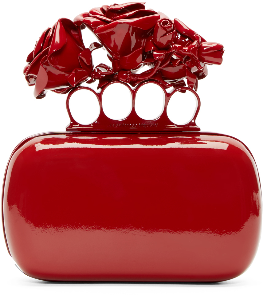 Alexander McQueen Red Lacquered Rose Knucklebox Clutch | Lyst