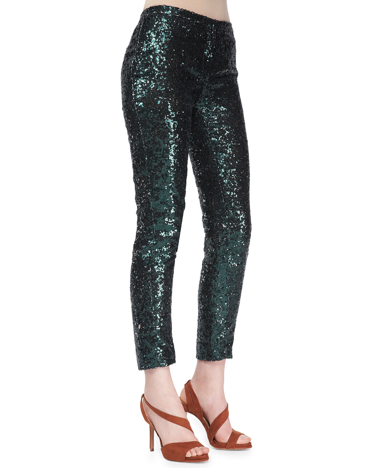 emerald green sequin pants
