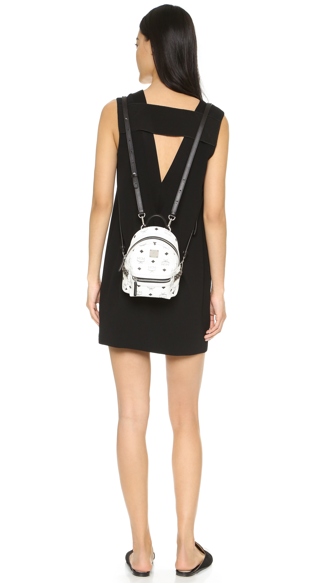 mcm white mini backpack