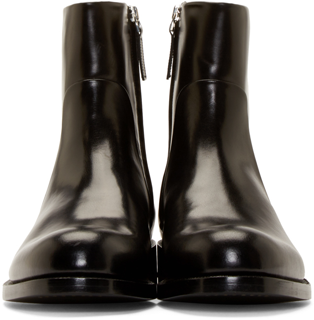 Jil Sander Black Leather Zip-up Boots for Men | Lyst