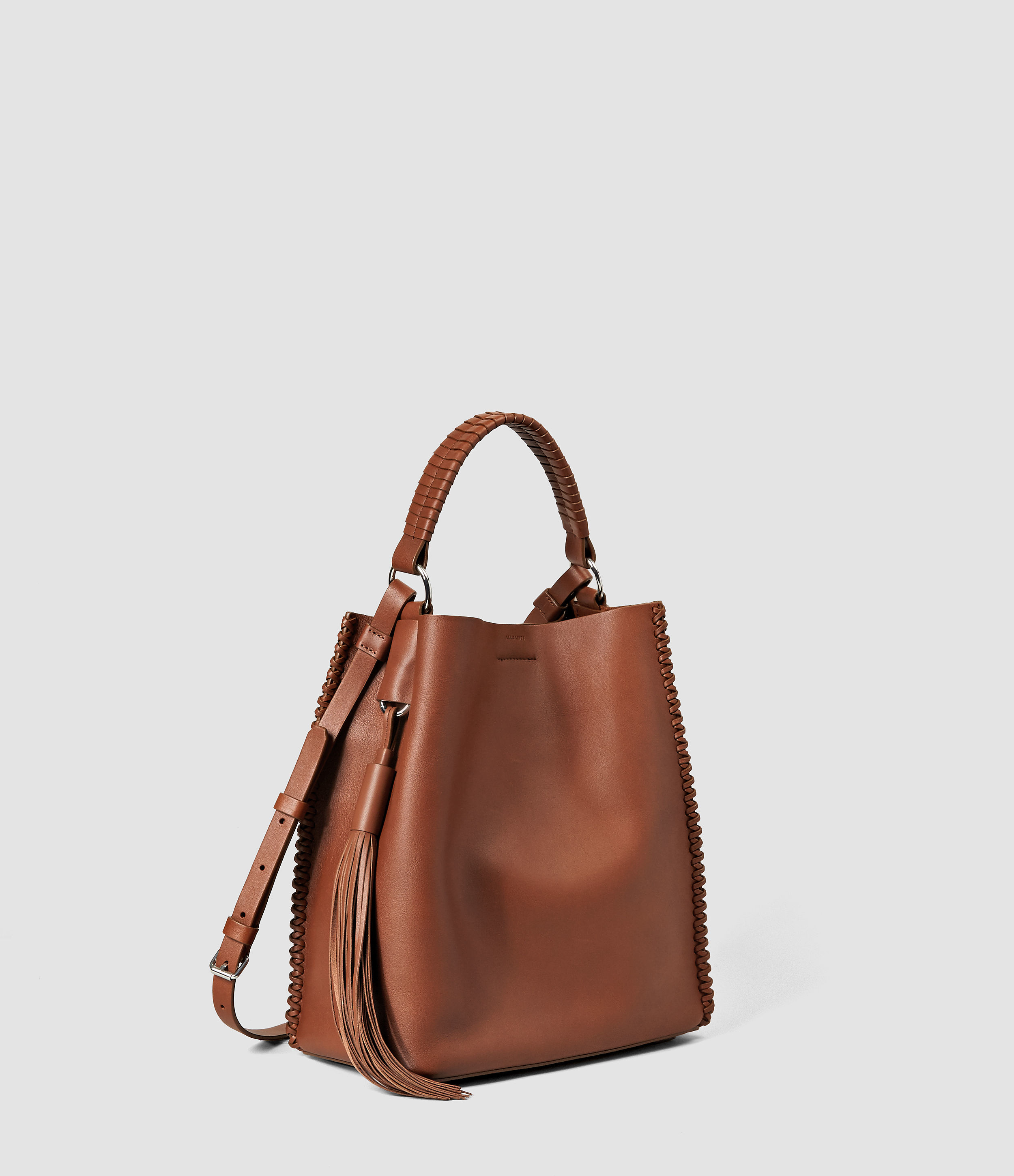 Lyst Allsaints Pearl Mini Hobo Bag In Brown Gallery