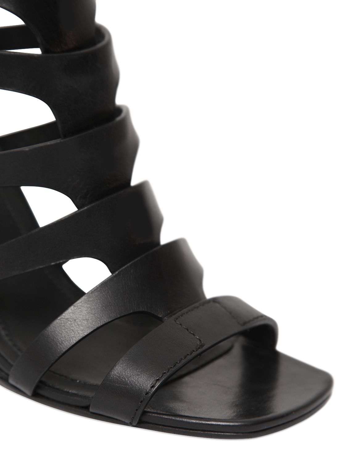 Lyst - Rick Owens 90mm Nautilus Leather Wedge Sandals in Black