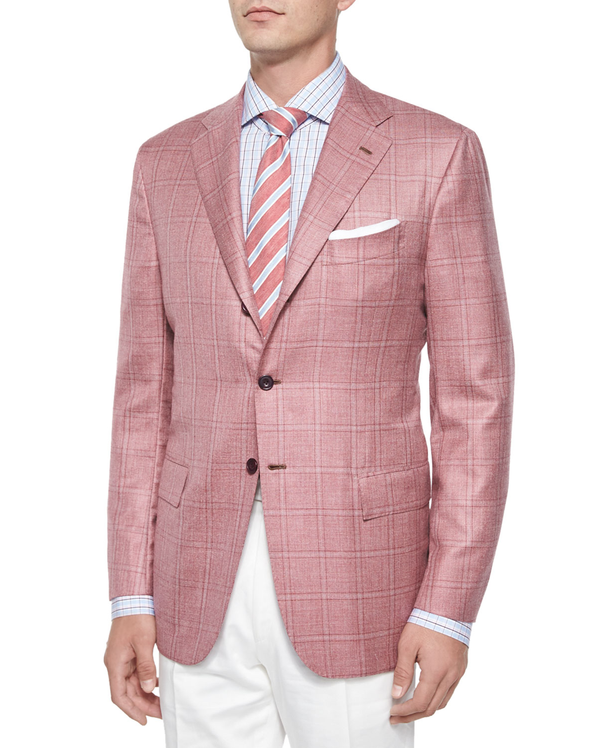 Lyst - Kiton Cashmere/silk Plaid Two-button Jacket in Pink for Men