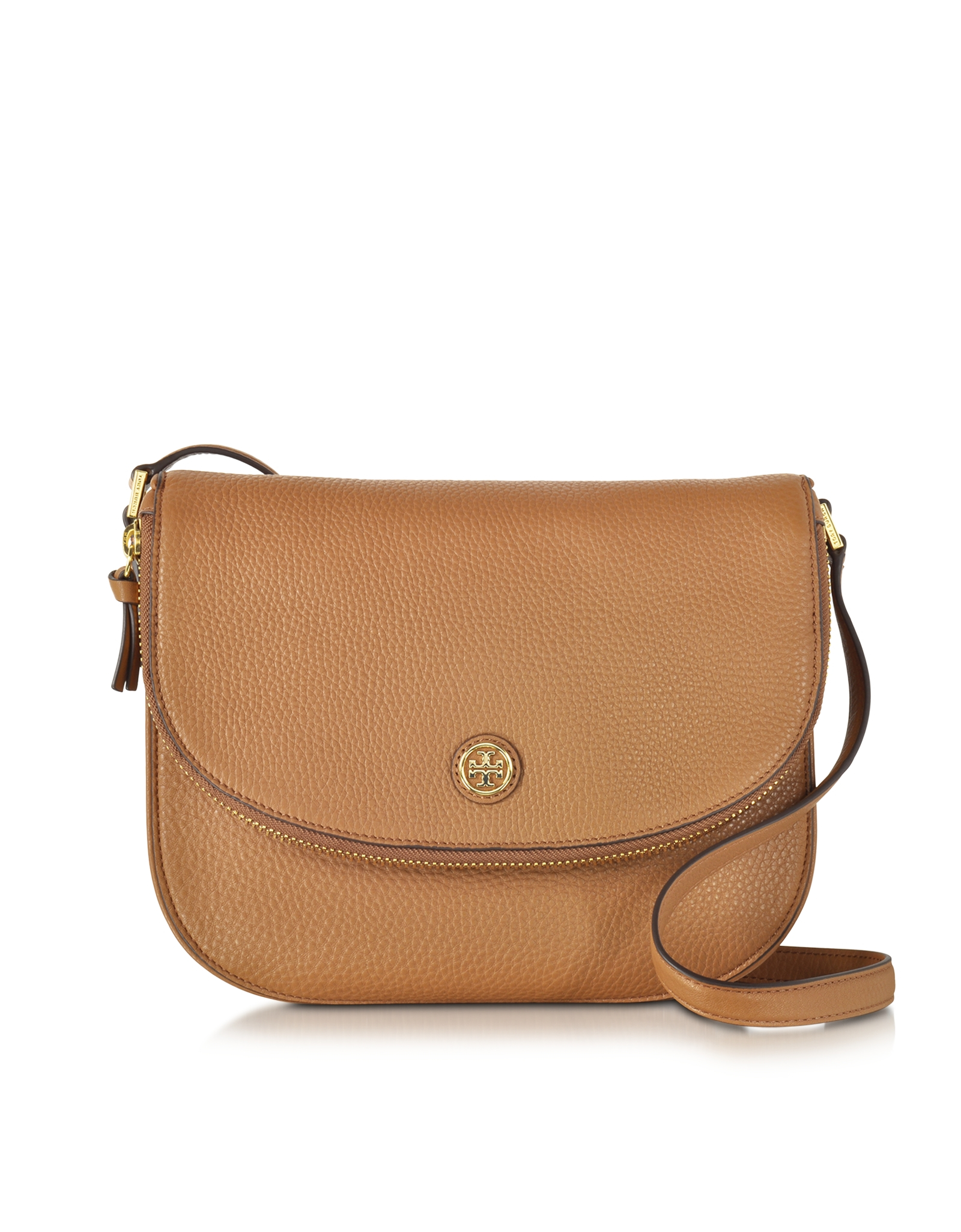 Lyst - Tory Burch Robinson Tiger Eye Pebbled Leather Messenger Bag in Brown