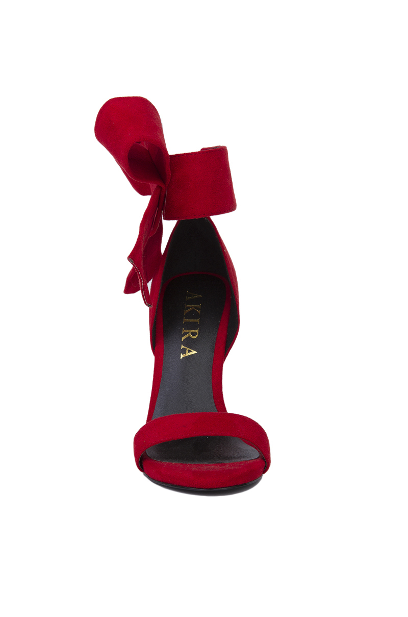 Lyst Akira Black Label Happy Open Toe Bow Ankle Strap Red Suede