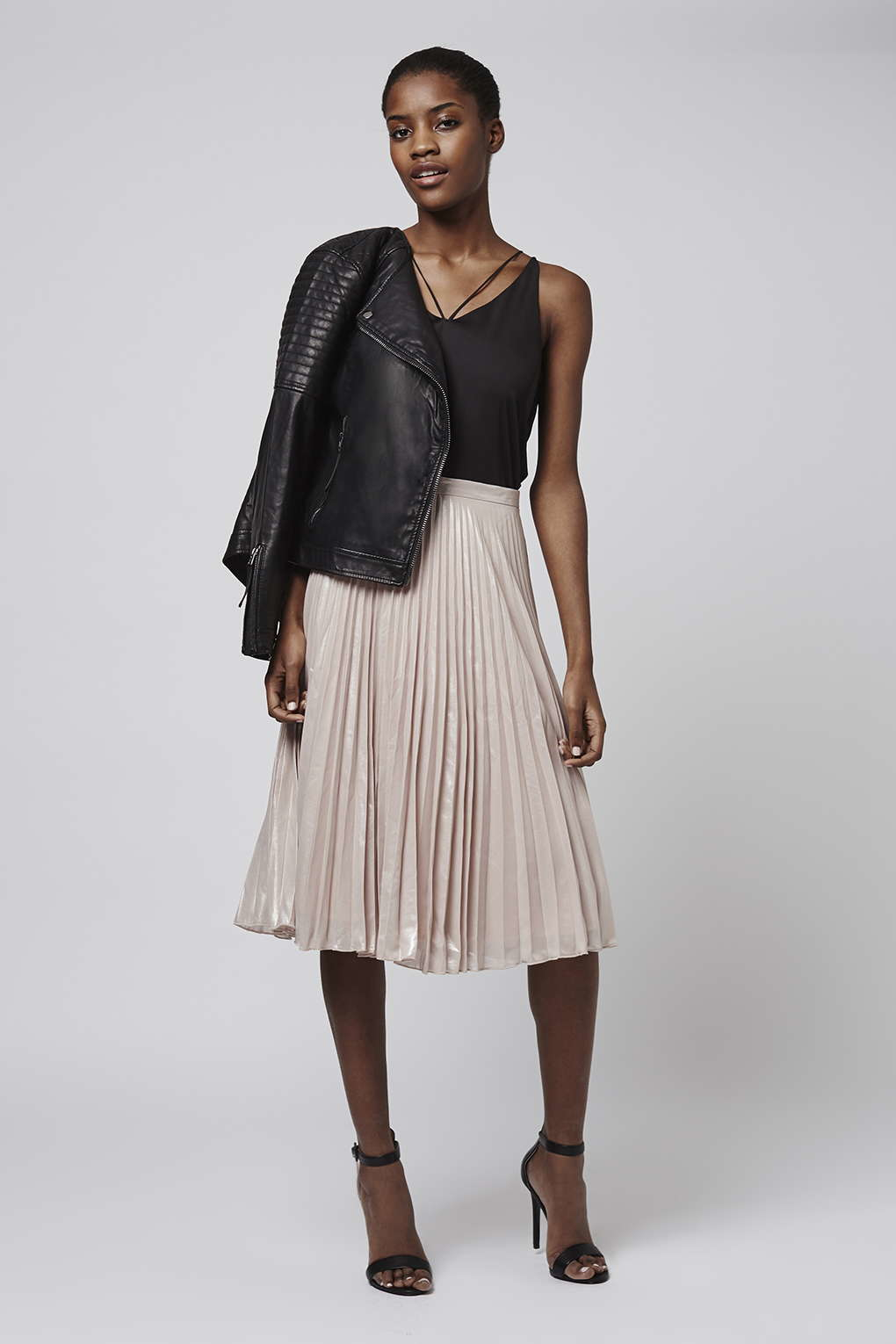 Pink pleated skirt petite online