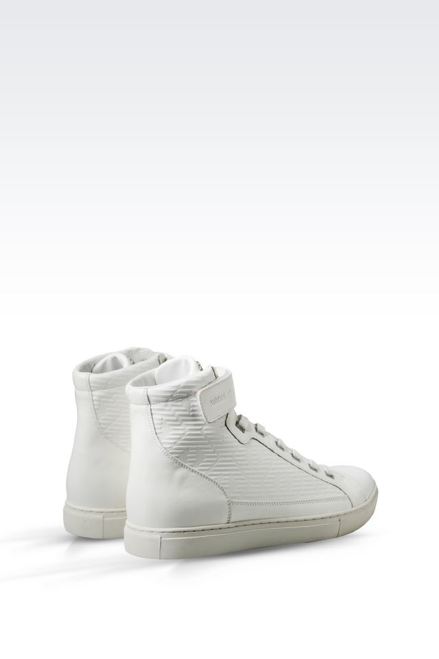 Armani Jeans High Top Sneaker In Leather in White for Men | Lyst
