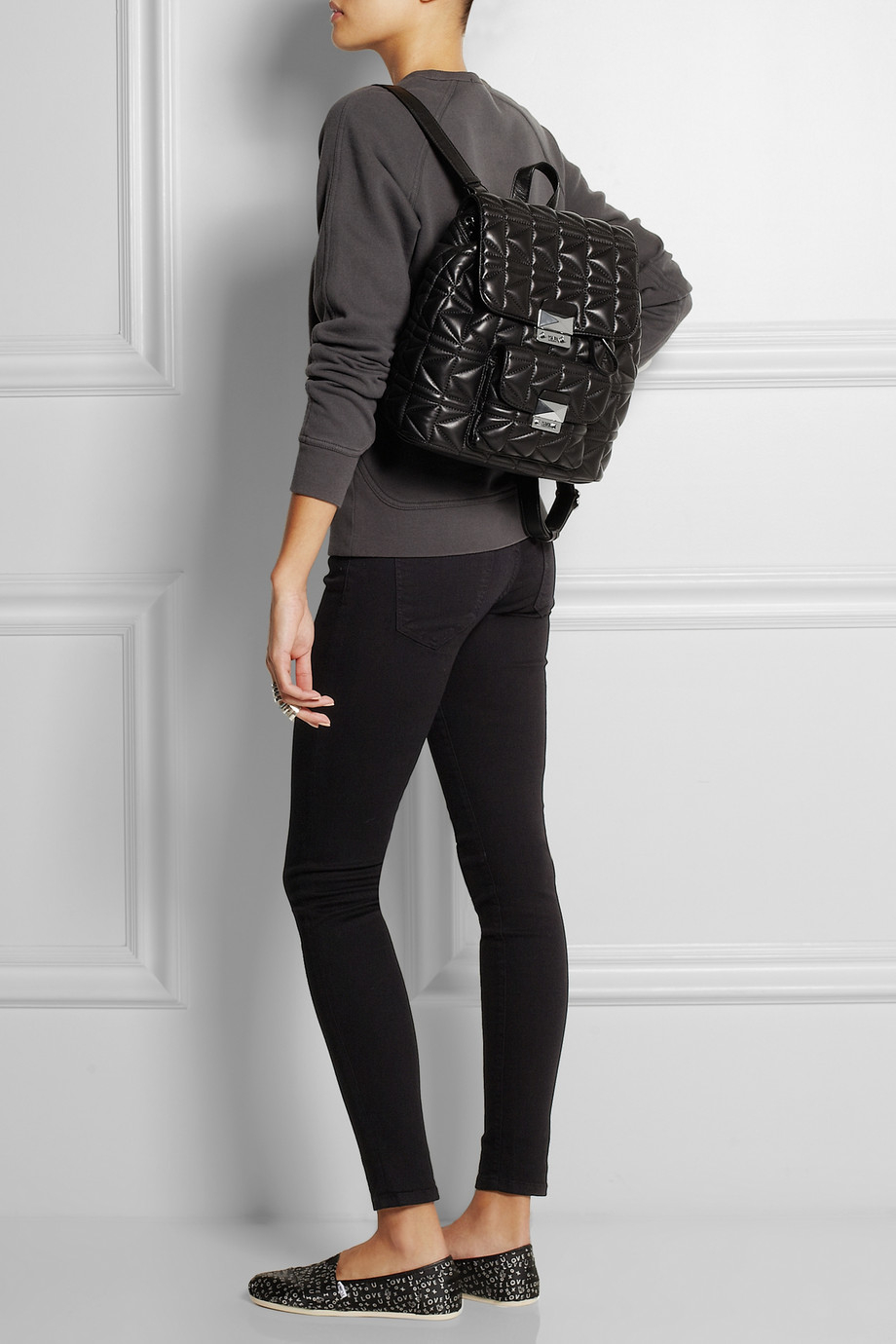 Karl lagerfeld Kuilted Leather Backpack in Black Lyst