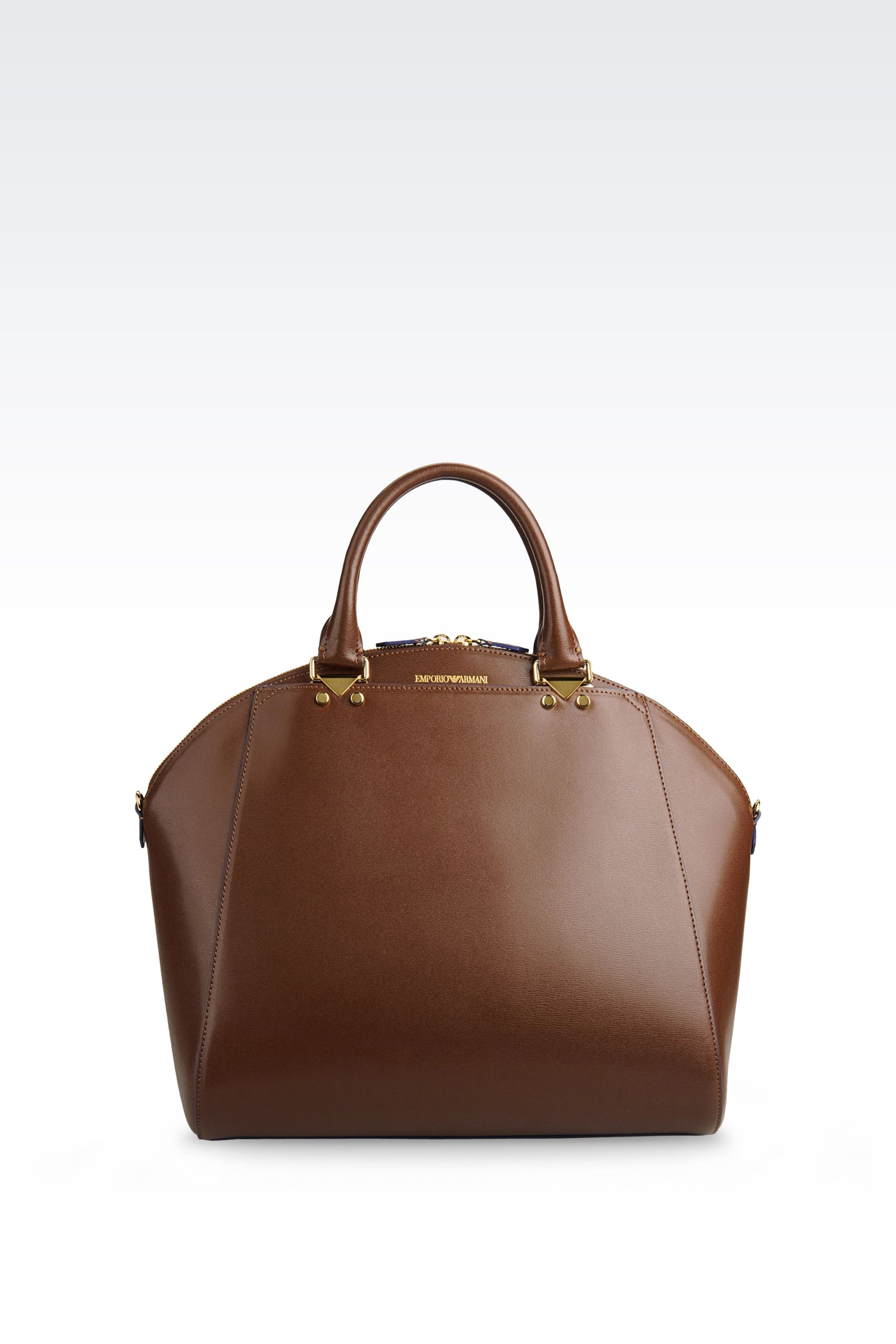 Lyst Emporio Armani Bugatti Bag In Boarded Leather Brown Gallery