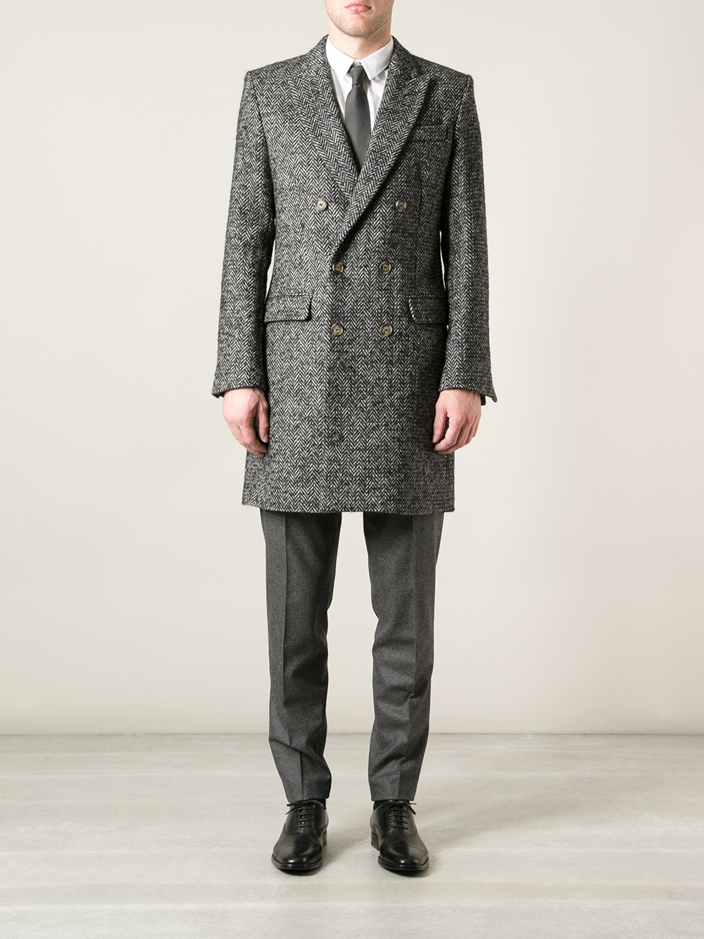 Double breasted tweed overcoat Outlet