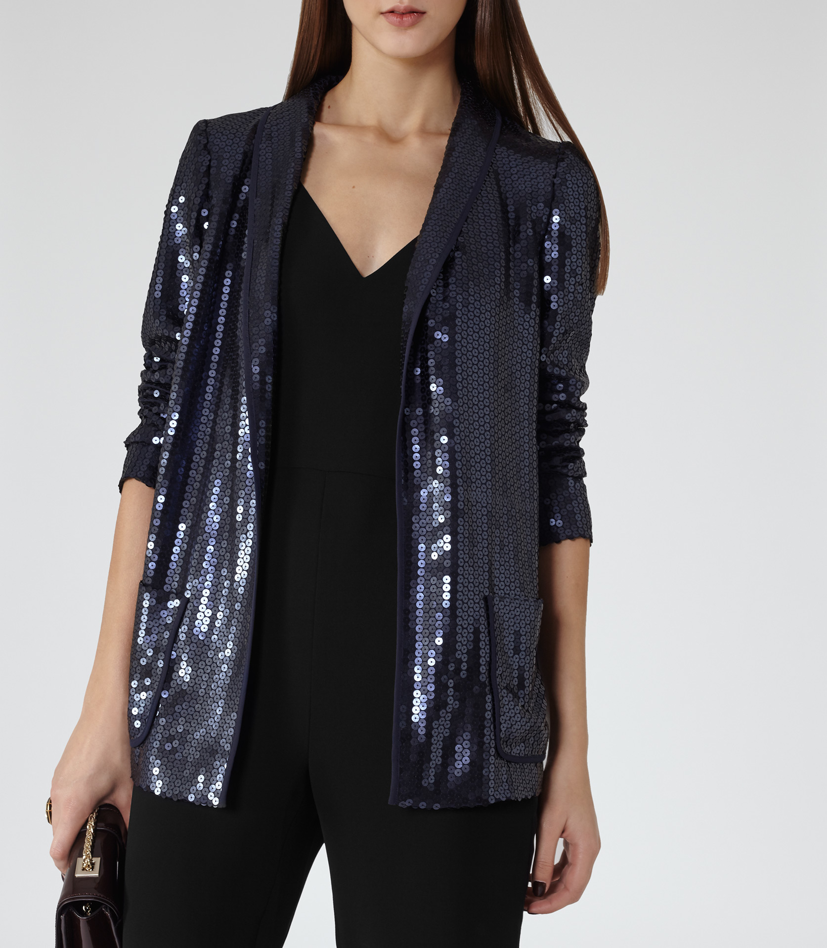 navy sequin blazer