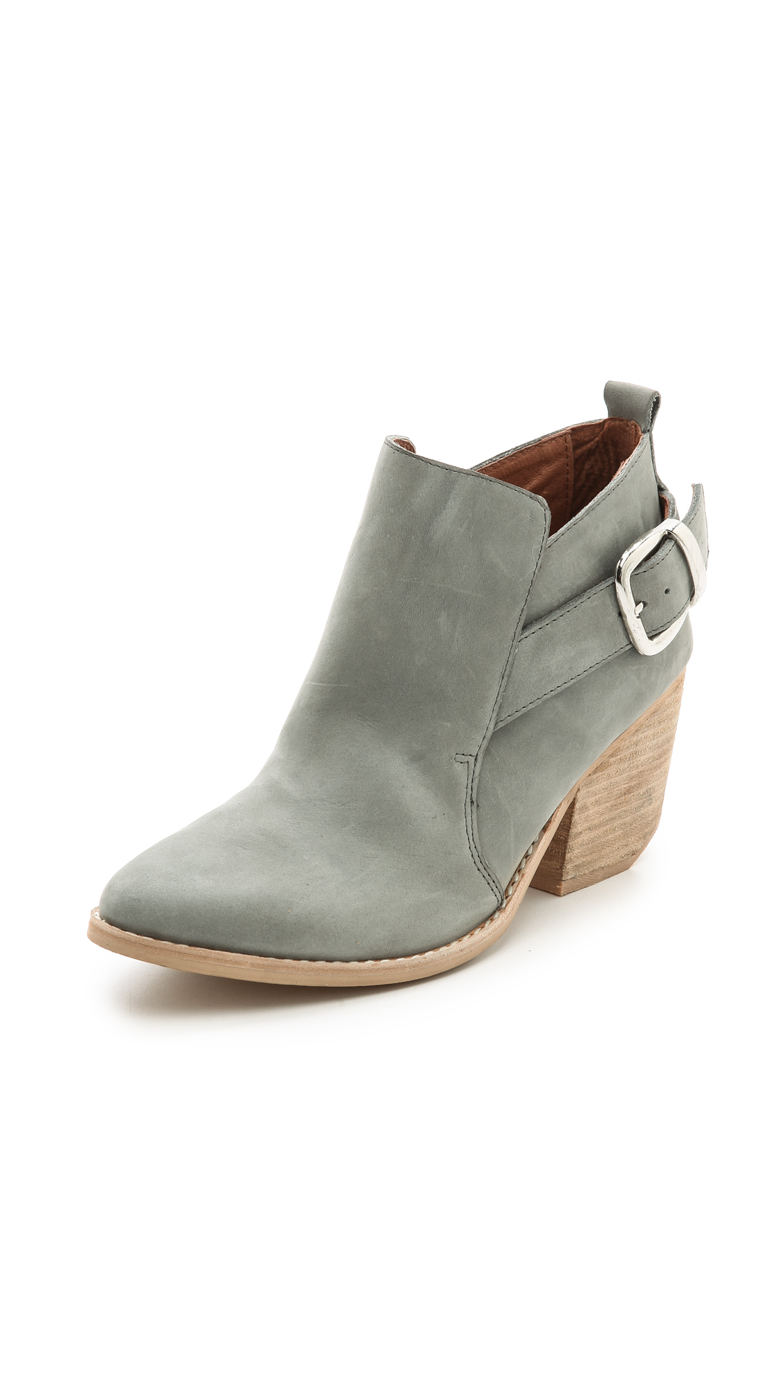 gray buckle booties
