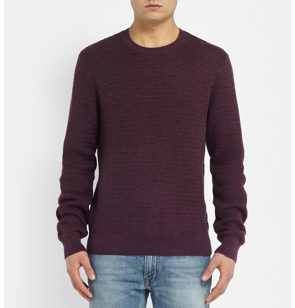 Lyst - Club Monaco Waffle-Knit Alpaca Sweater in Purple for Men