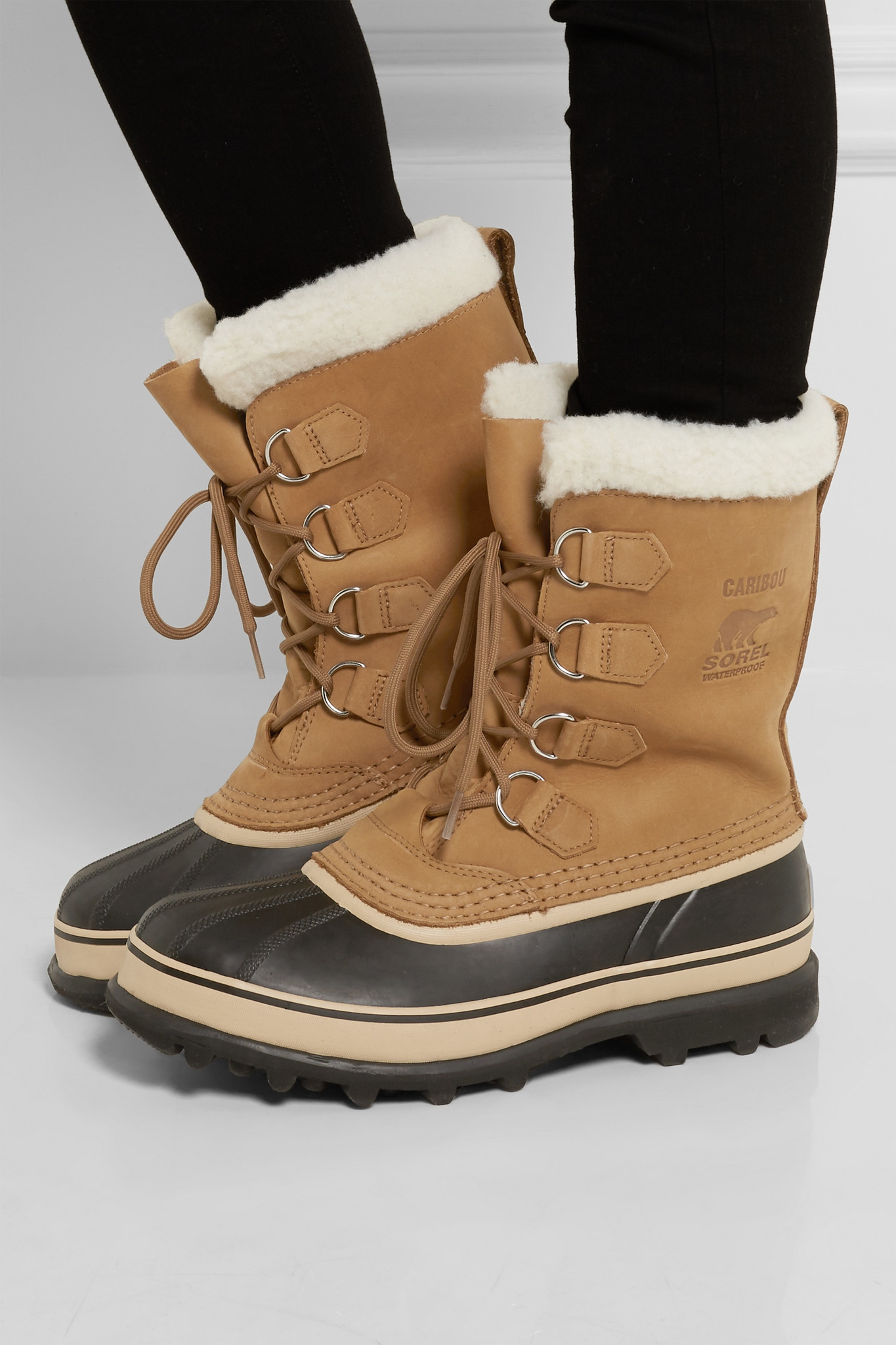Lyst - Sorel Caribou Waterproof Suede And Rubber Boots in Brown