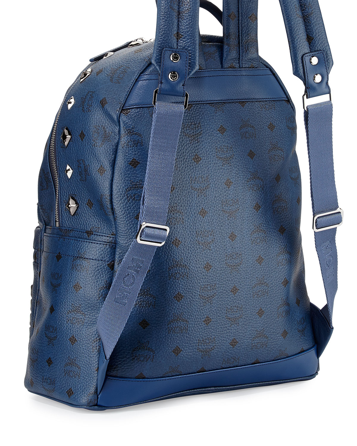 Lyst - Mcm Stark M Stud Visetos Medium Backpack in Blue for Men