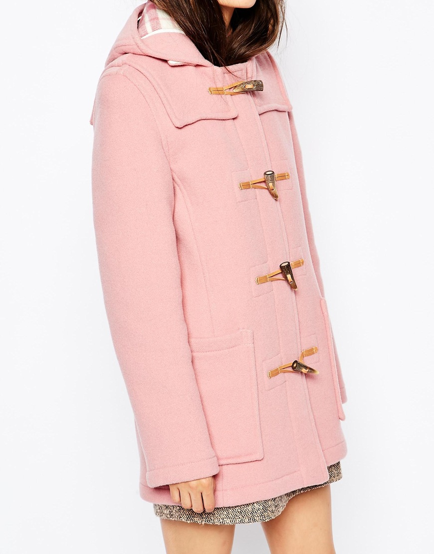 Gloverall Fitted Duffle Coat In Pale Pink in Pink | Lyst