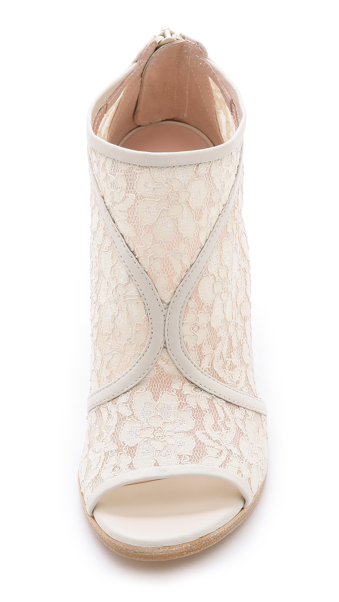 white lace peep toe booties