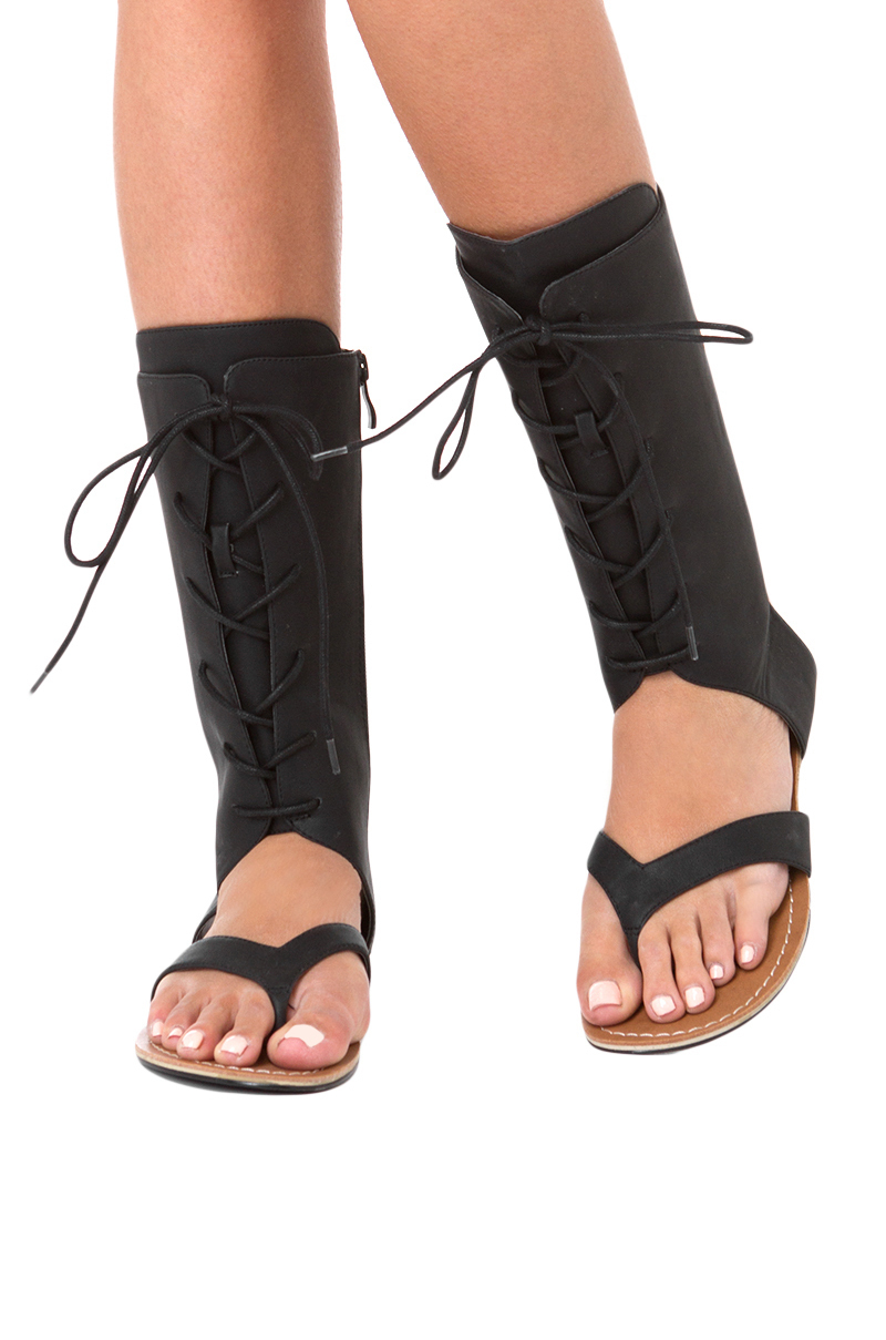 mid calf black gladiator sandals