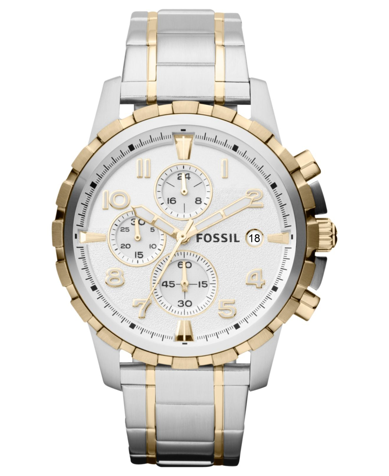 Fossil Men's Chronograph Dean Twotone Stainless Steel Bracelet Watch
