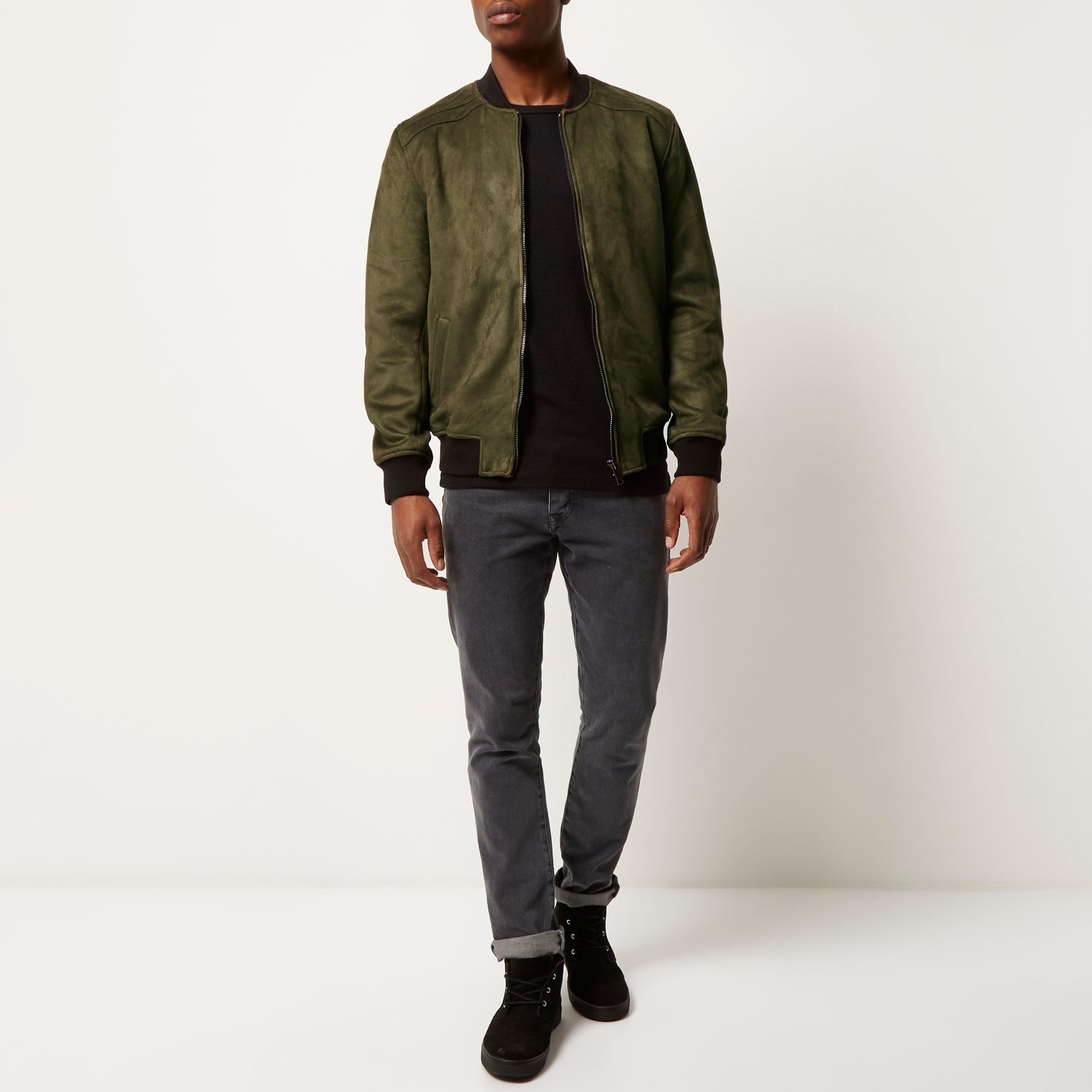 green suede bomber jacket
