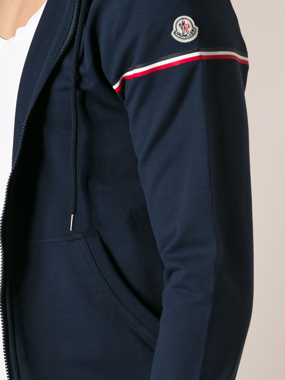 Moncler Zip Front Hoodie in Blue for Men - Lyst