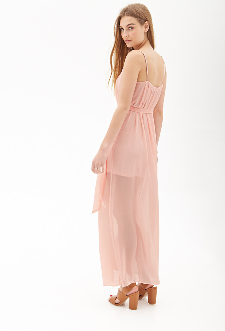 Forever 21 Pleated Chiffon Maxi Dress in Blush (Pink) - Lyst