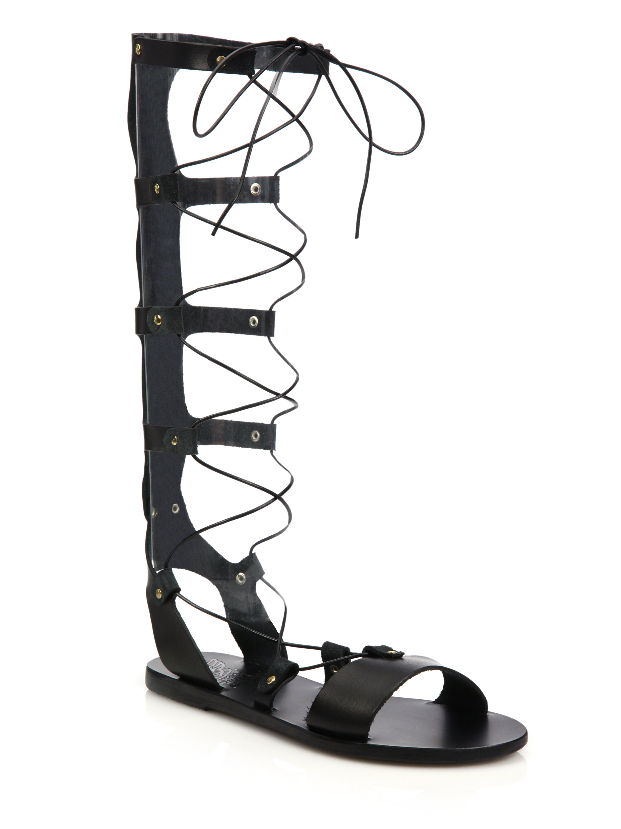 Lyst - Ancient Greek Sandals Thebes Tall Leather Gladiator Sandals in Black