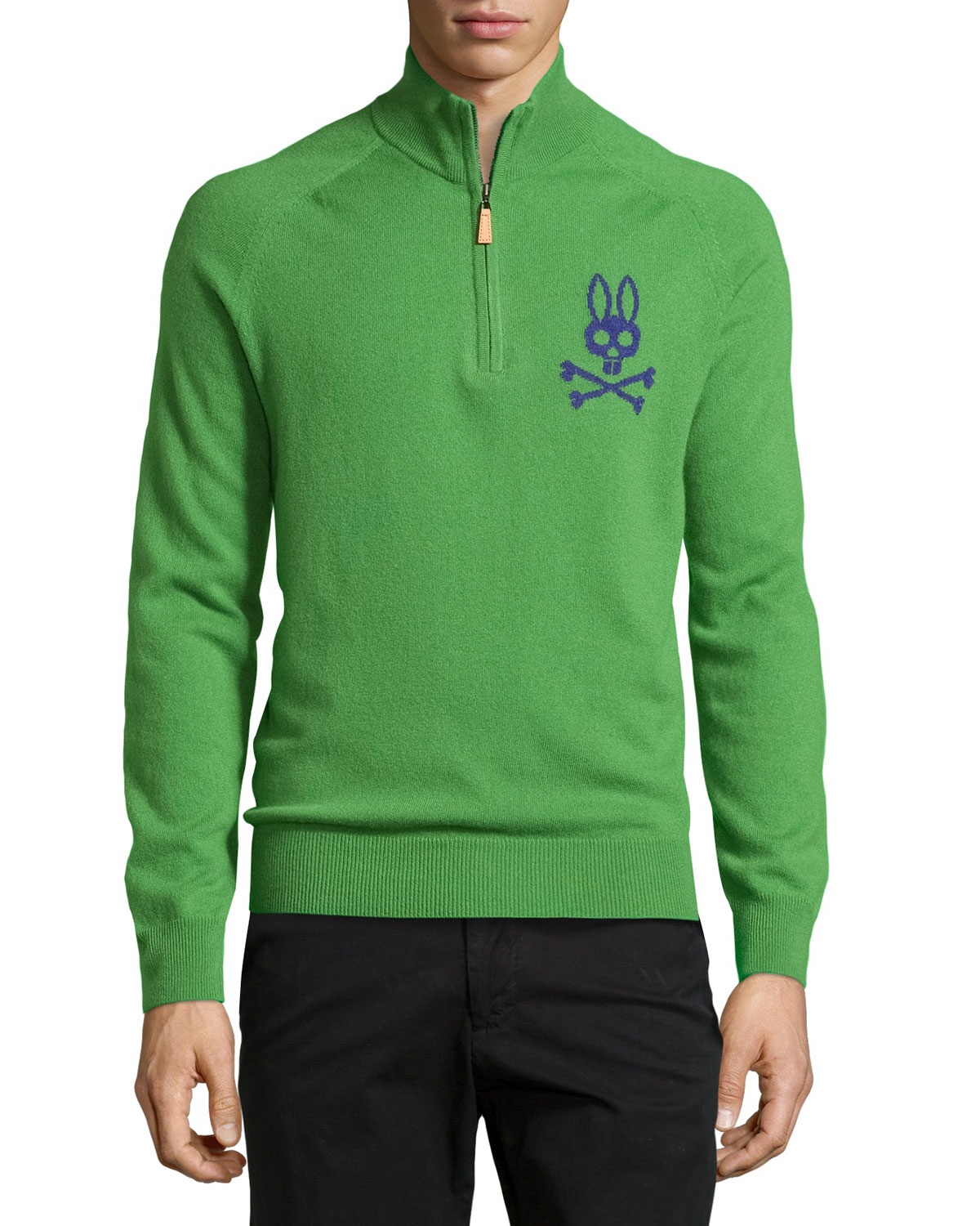 Psycho bunny Cashmere QuarterZip Pullover Sweater in Green for Men