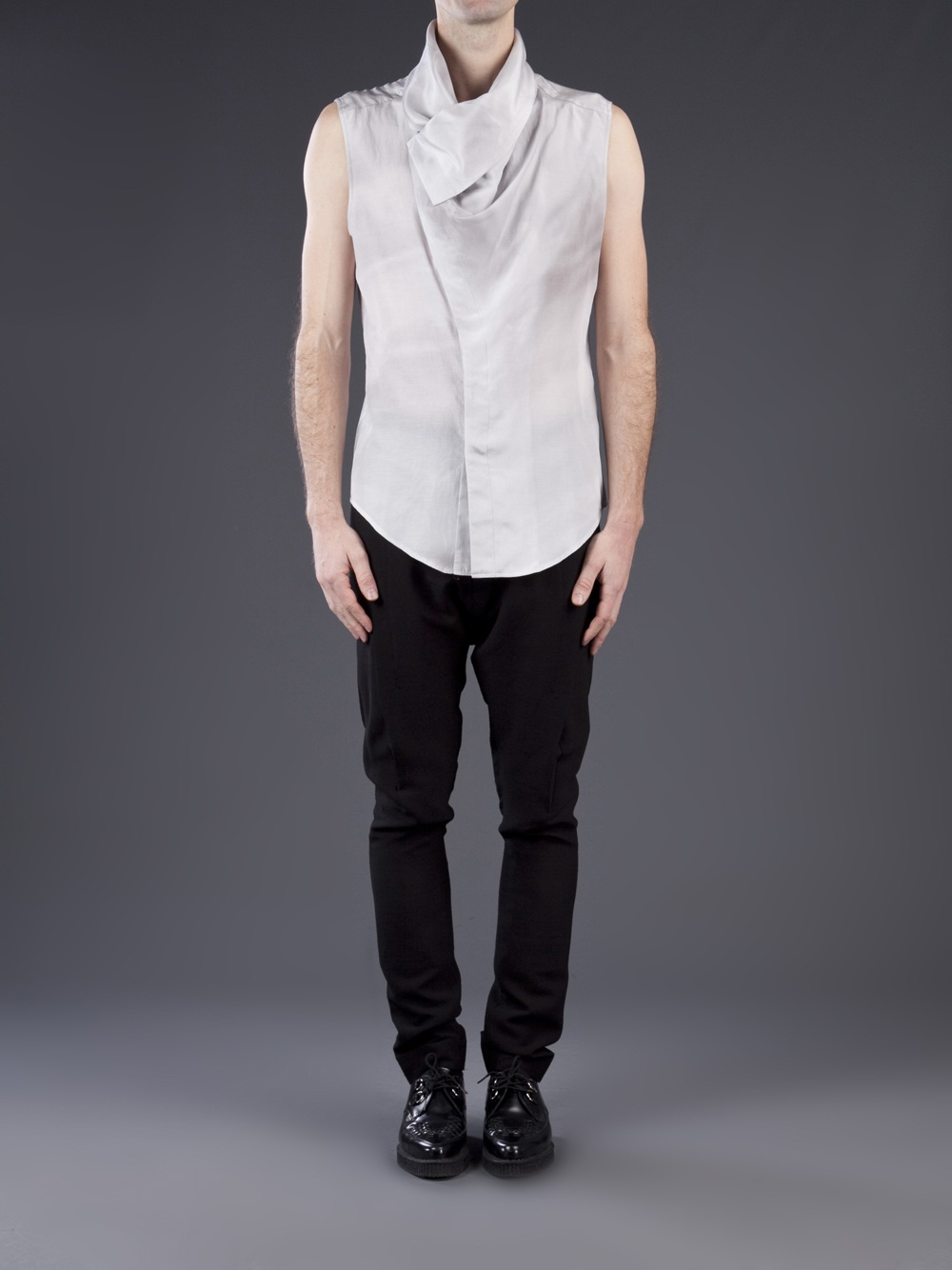 sleeveless wrap shirt