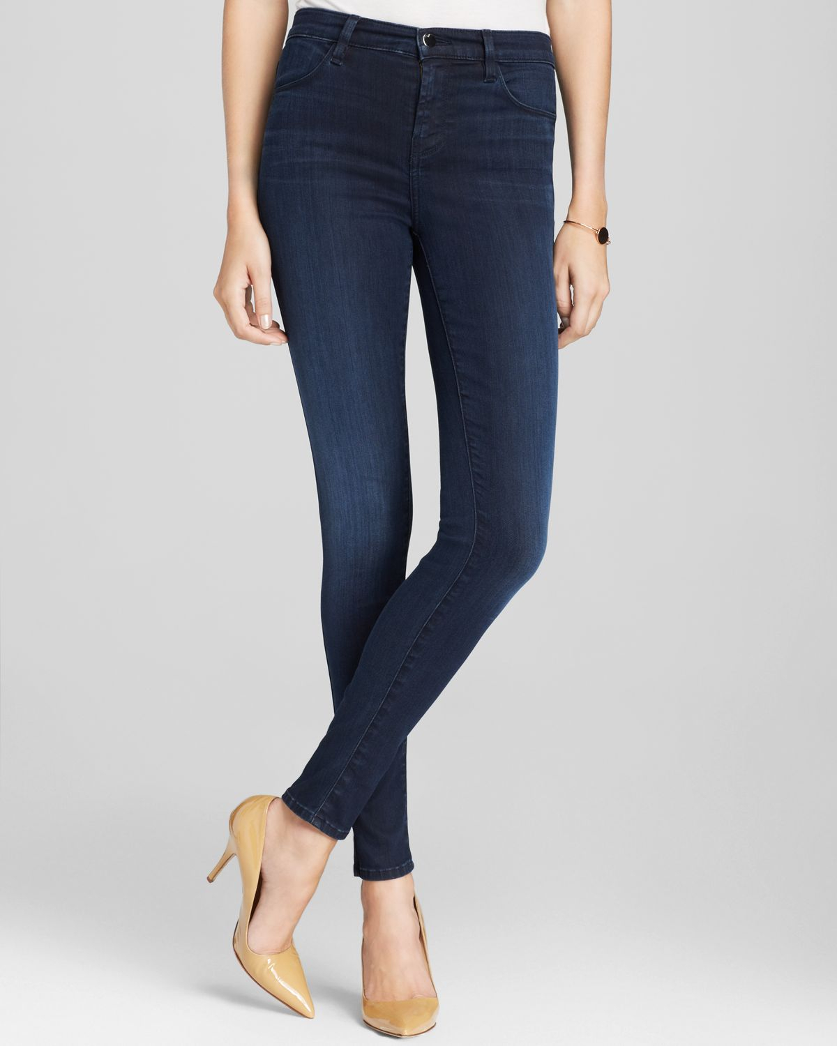 J Brand Maria High Rise Skinny Jeans In Darkness in Black | Lyst