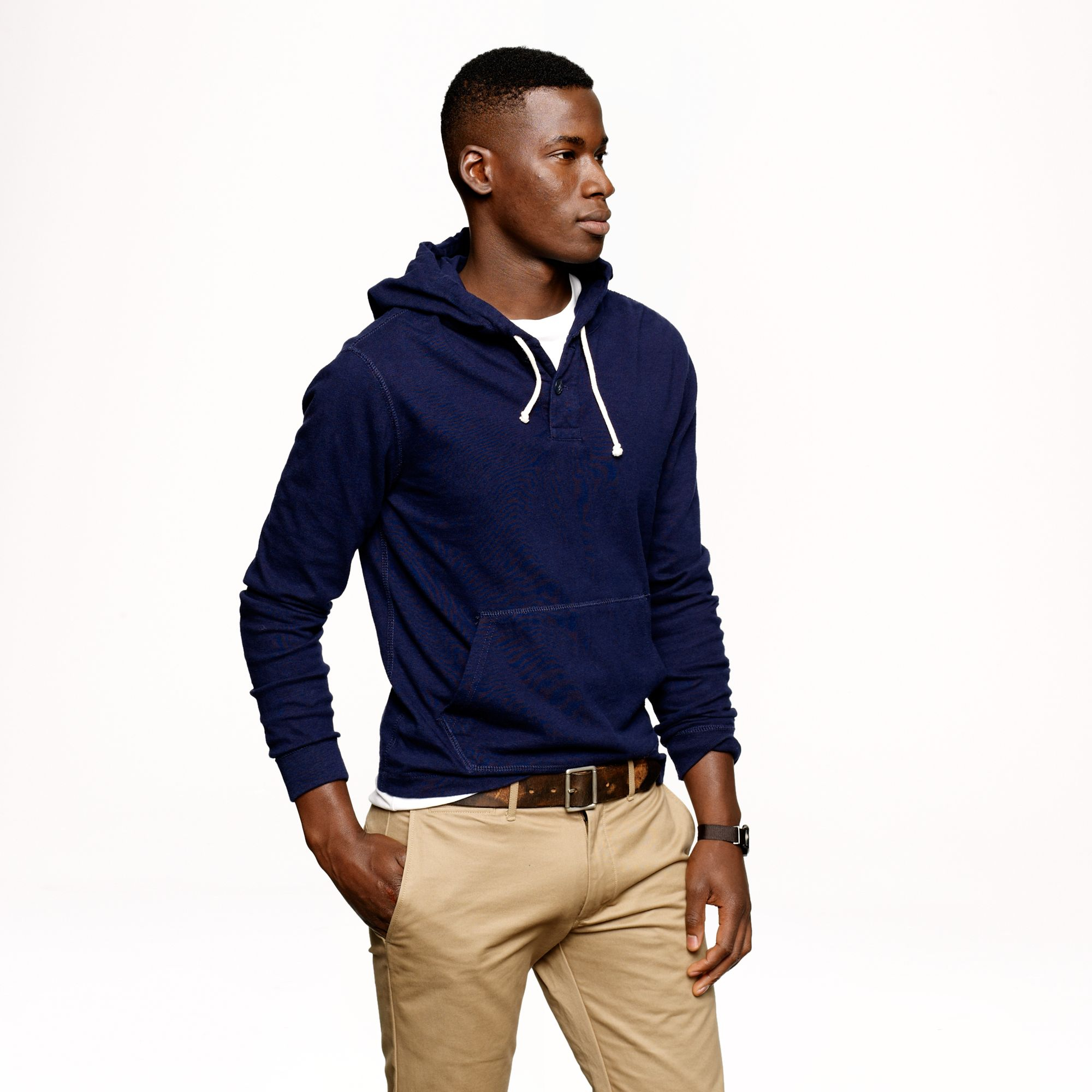 J.Crew Halyard Henley Hoodie in Blue for Men Lyst