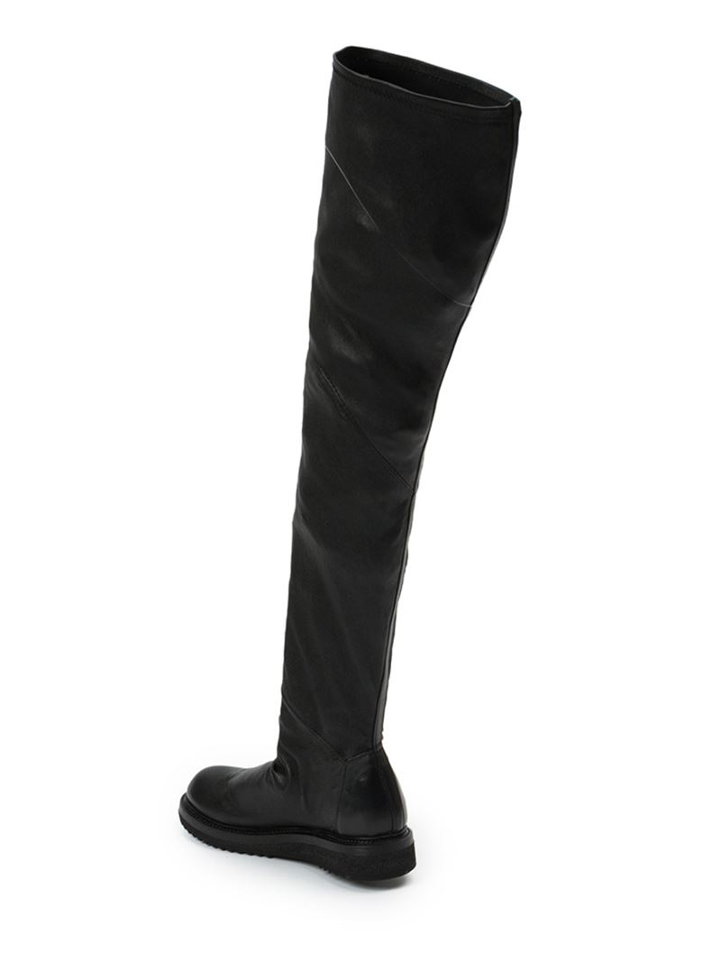 Rick Owens Leather Thigh High Boots in Black - Lyst
