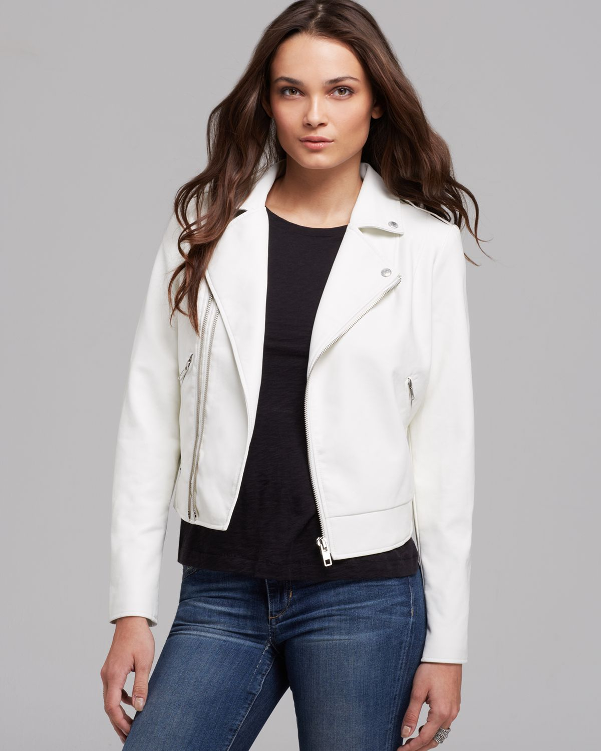 guess cropped leather jacket