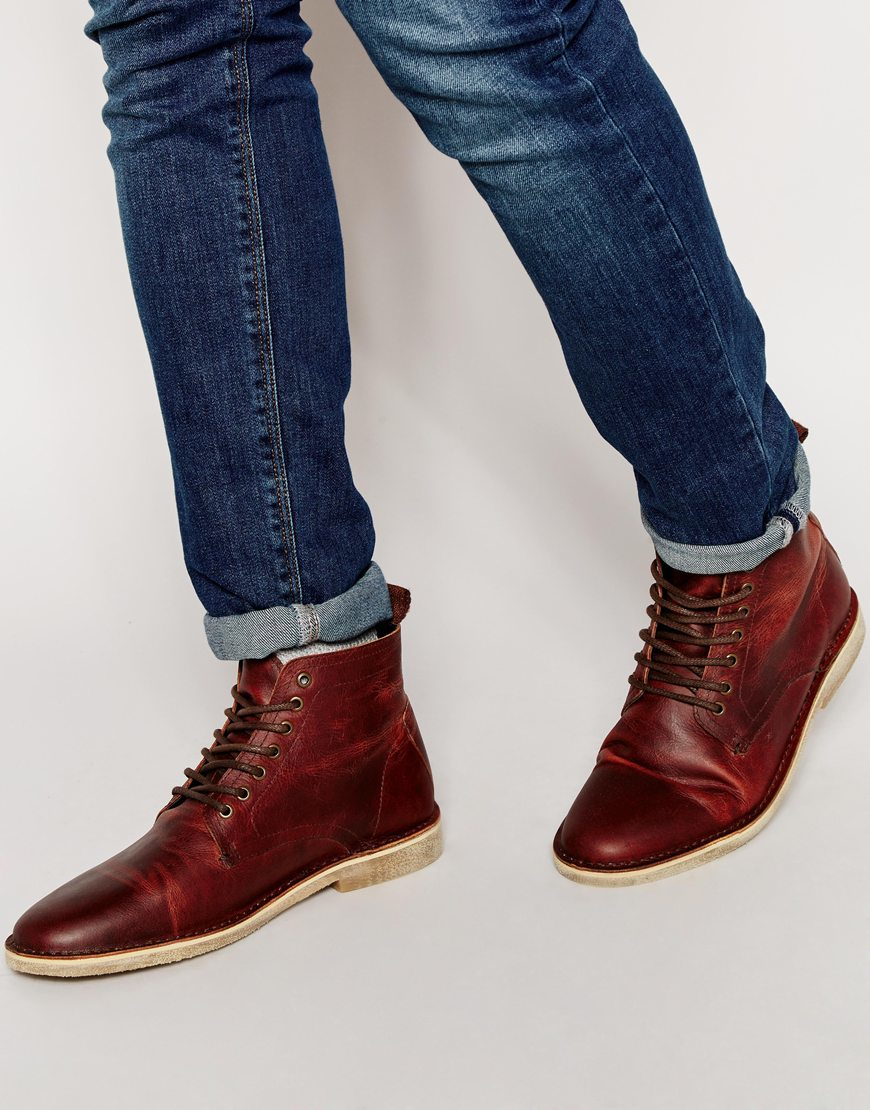 ASOS Lace Up Boots In Brown Leather for Men Lyst
