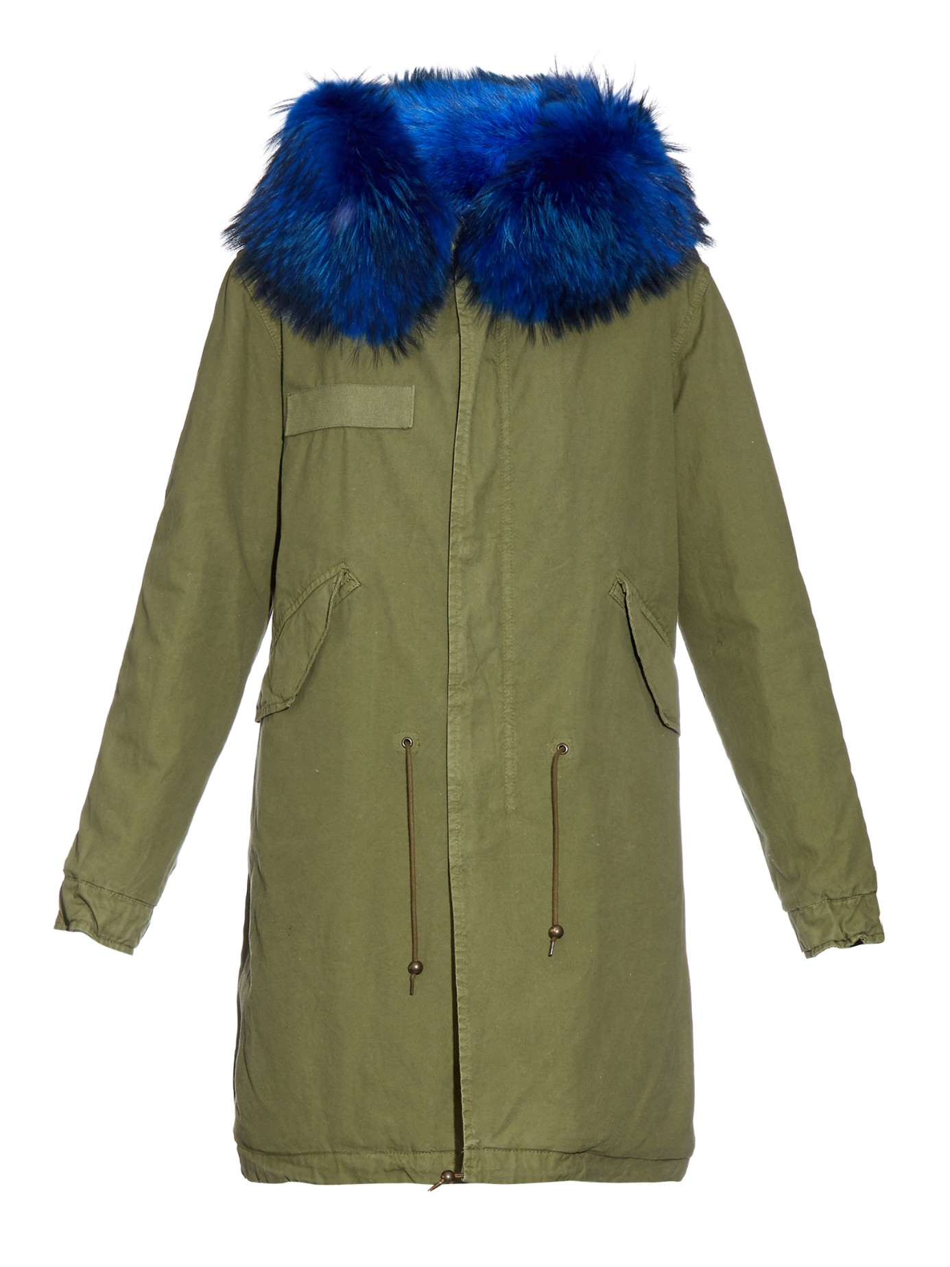 Mr Mrs Italy Fur Trimmed Canvas Parka In Blue Lyst