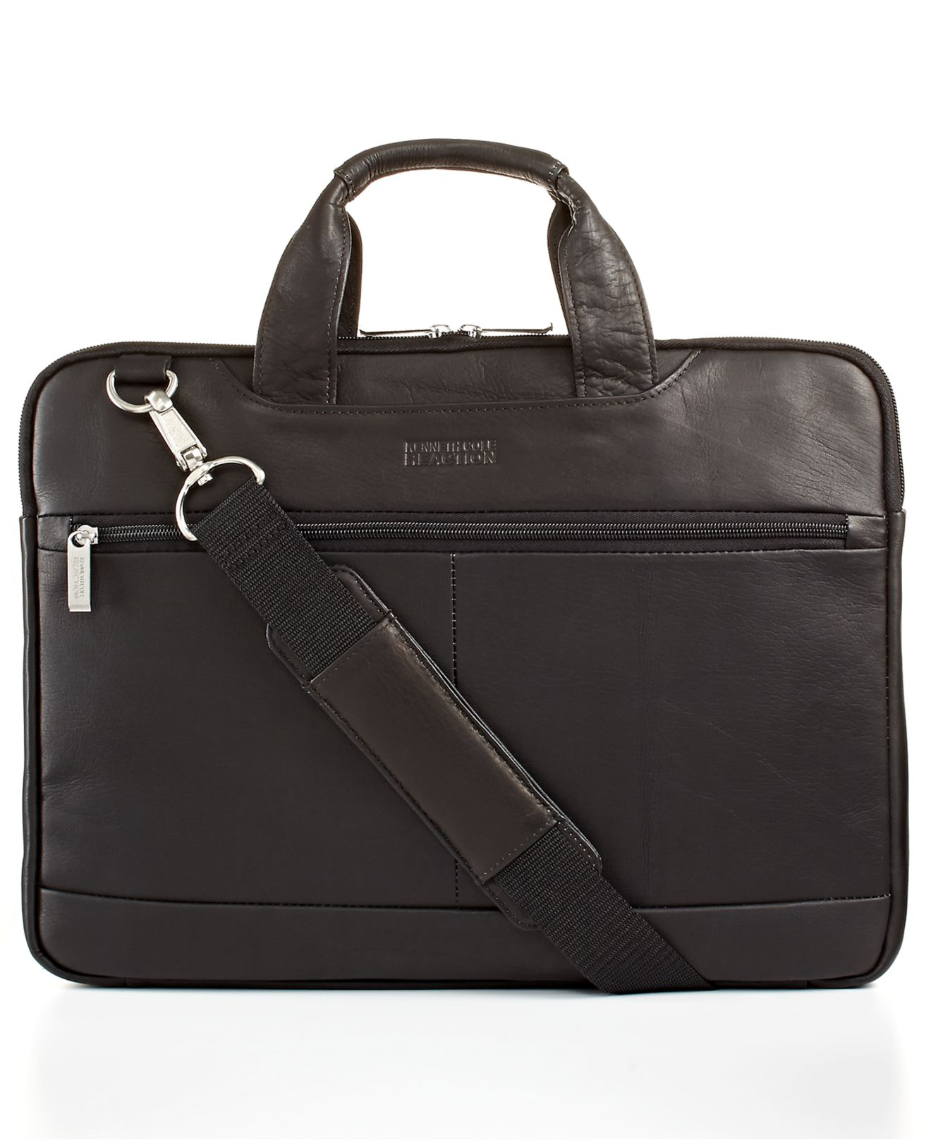 cole reaction Doublesided Leather Laptop Brief in Black Save