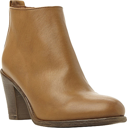 brown ankle boots with block heel