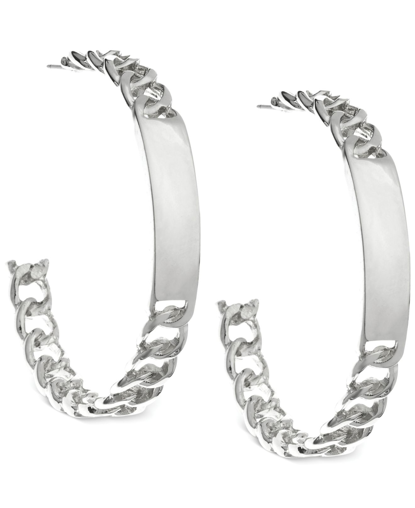 Lyst Guess Id Link Hoop Earrings in Metallic