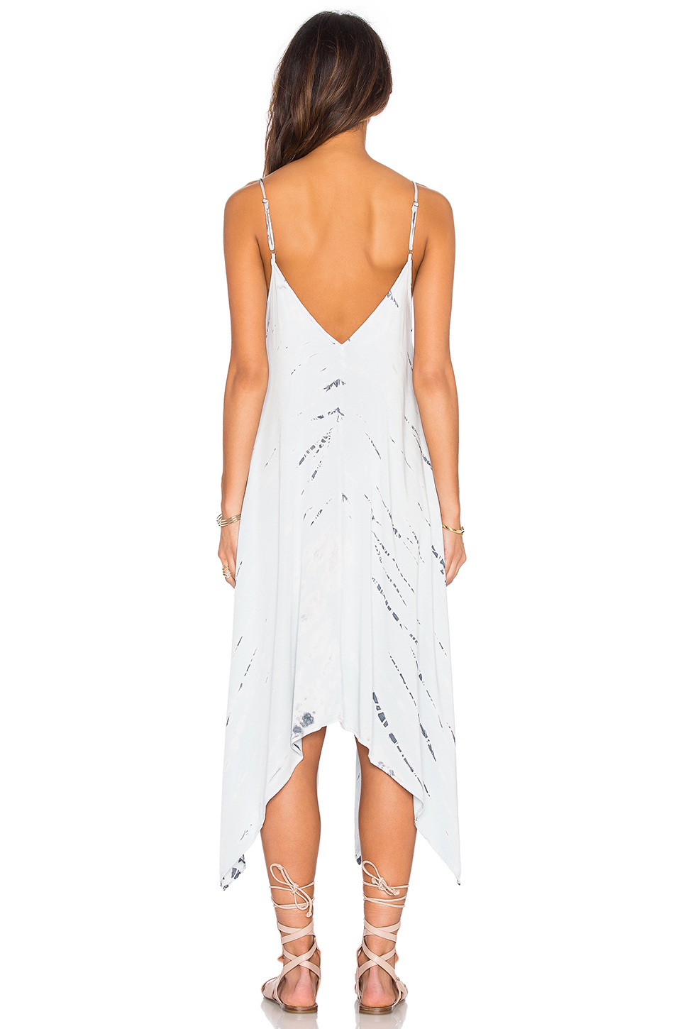 Gypsy 05 Spaghetti Strap Deep V Handkerchief Midi Dress in ...
