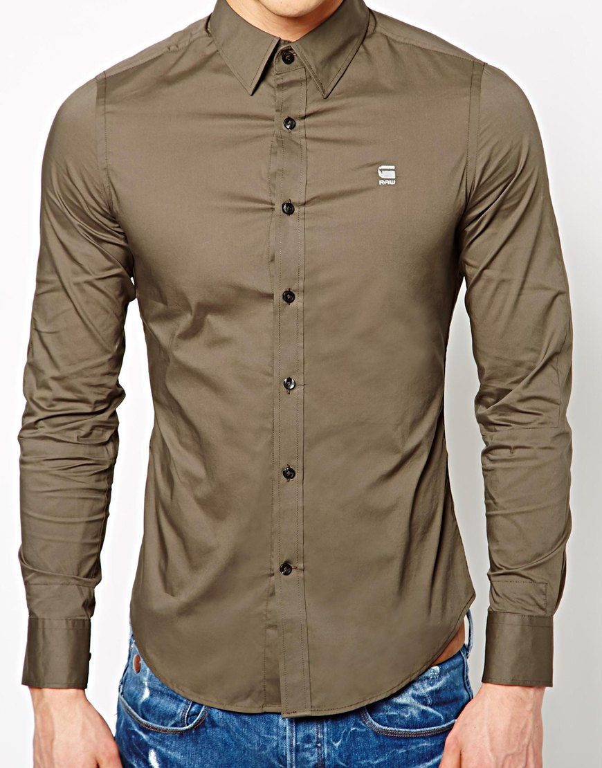 Lyst GStar Raw G Star Slim Fit Shirt in Brown for Men