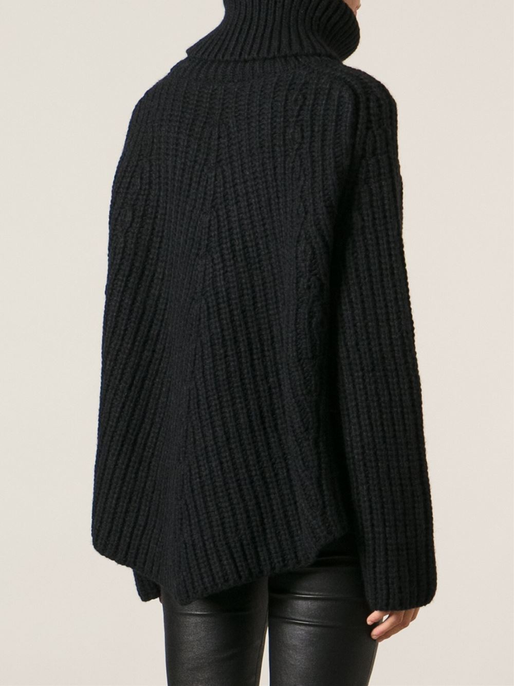 Lyst - Ann Demeulemeester Chunky Knit Turtleneck Sweater in Black