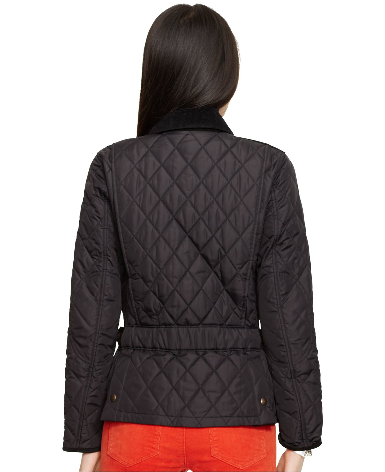Polo Ralph Lauren Suedetrim Quilted Jacket in Black Lyst