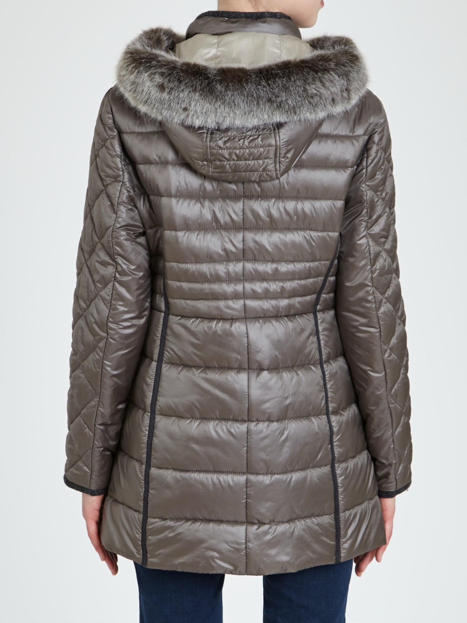 Gerry Weber Faux Fur Hood Quilted Coat in Pewter (Grey) - Lyst